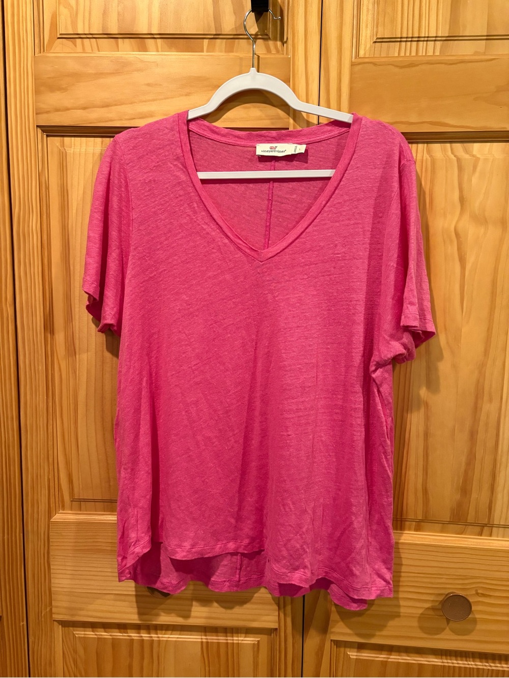 Vineyard Vines Linen V-Neck Tee/tunic pink women’s L